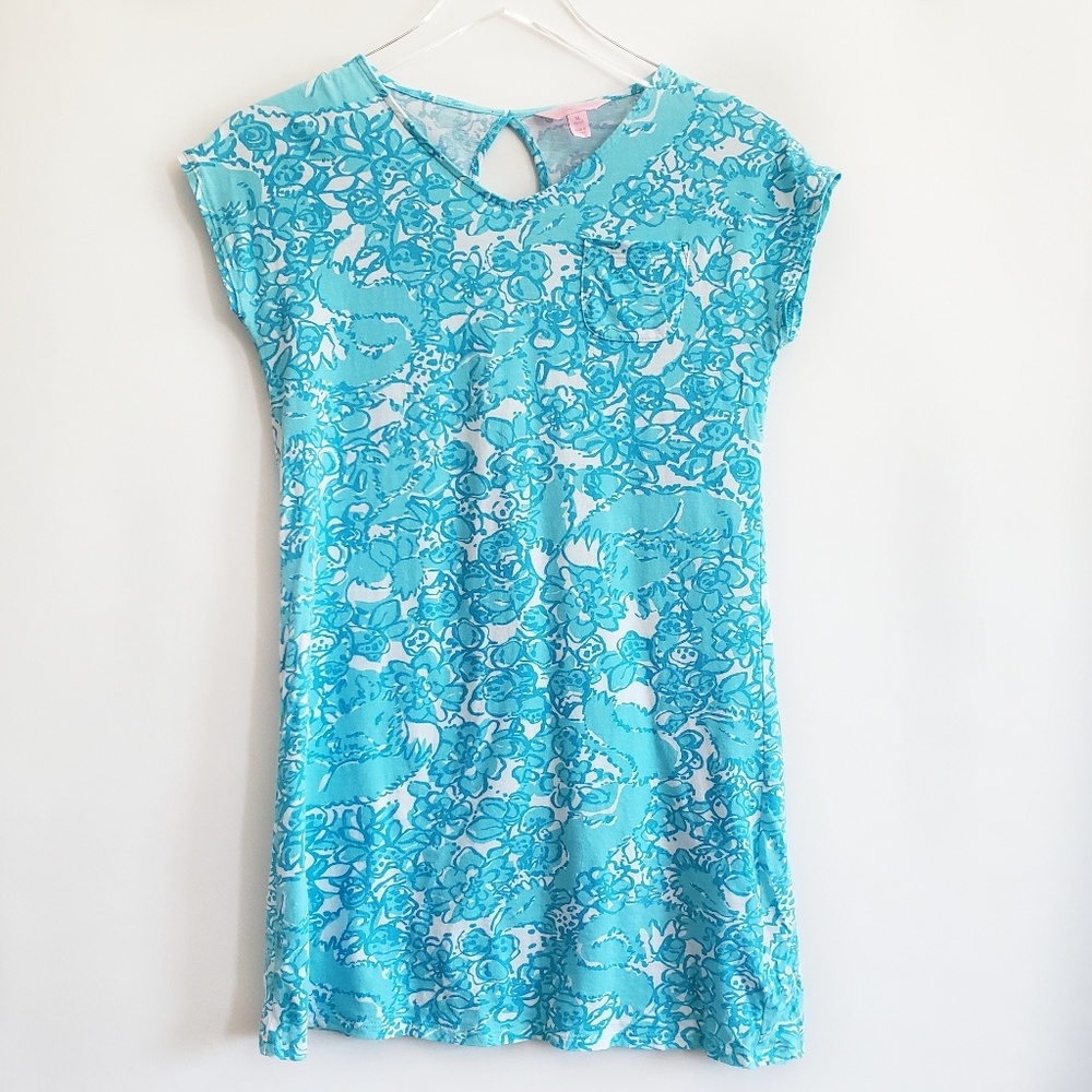 Girls Lilly Pulitzer blue floral dress XL